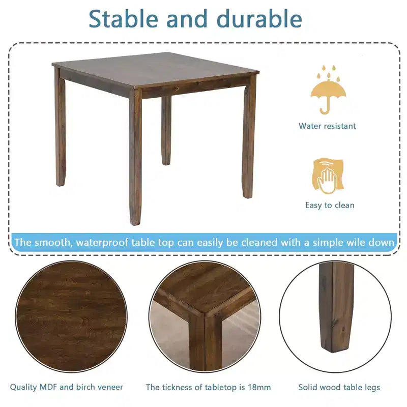sumyeg Ensemble de 5 pièces de table de salle à manger en bois avec 4 chaises pour cuisine ou salle à manger