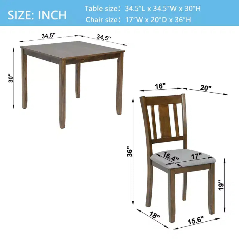 sumyeg Ensemble de 5 pièces de table de salle à manger en bois avec 4 chaises pour cuisine ou salle à manger