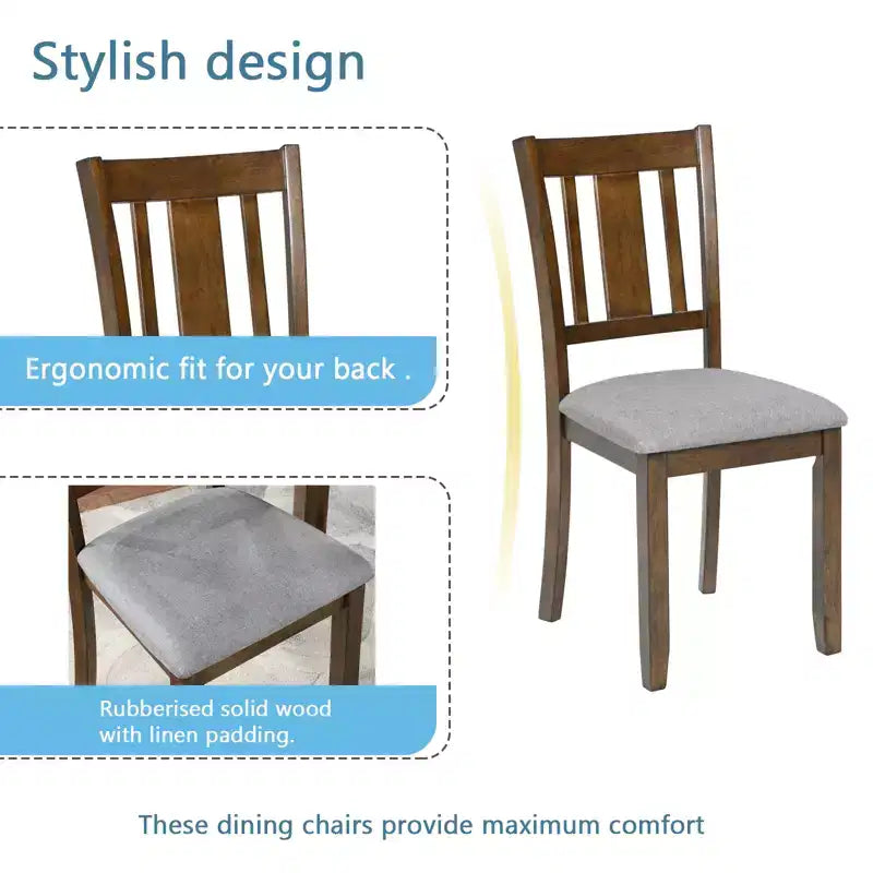 sumyeg Ensemble de 5 pièces de table de salle à manger en bois avec 4 chaises pour cuisine ou salle à manger