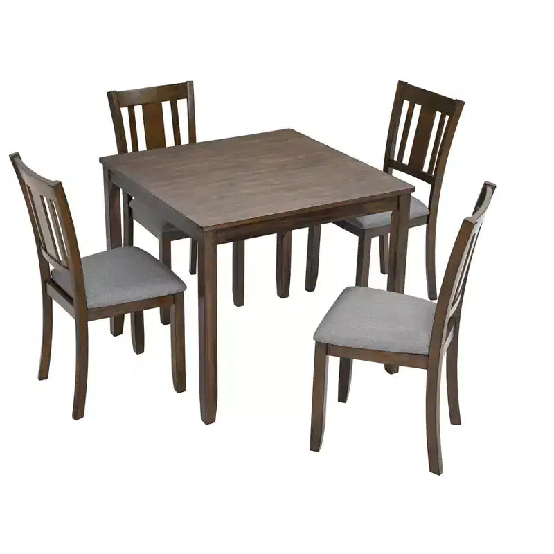 sumyeg Ensemble de 5 pièces de table de salle à manger en bois avec 4 chaises pour cuisine ou salle à manger