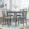 sumyeg 5 Piece Square Counter Height Dining Table Set with 4 Upholstered Chairs