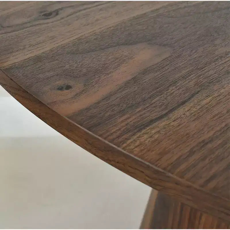 Ensemble de salle à manger rond 5 pièces, table à pied central de 46 po ton noyer et chaises rembourrées sans accoudoirs, pour coins-repas-Panipeachy