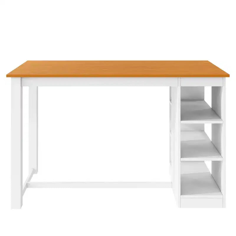 Ensemble de salle à manger 5 pièces hauteur comptoir de style ferme pour 4, ensemble table de bar en bois avec étagères de rangement et 4 chaises rembourrées