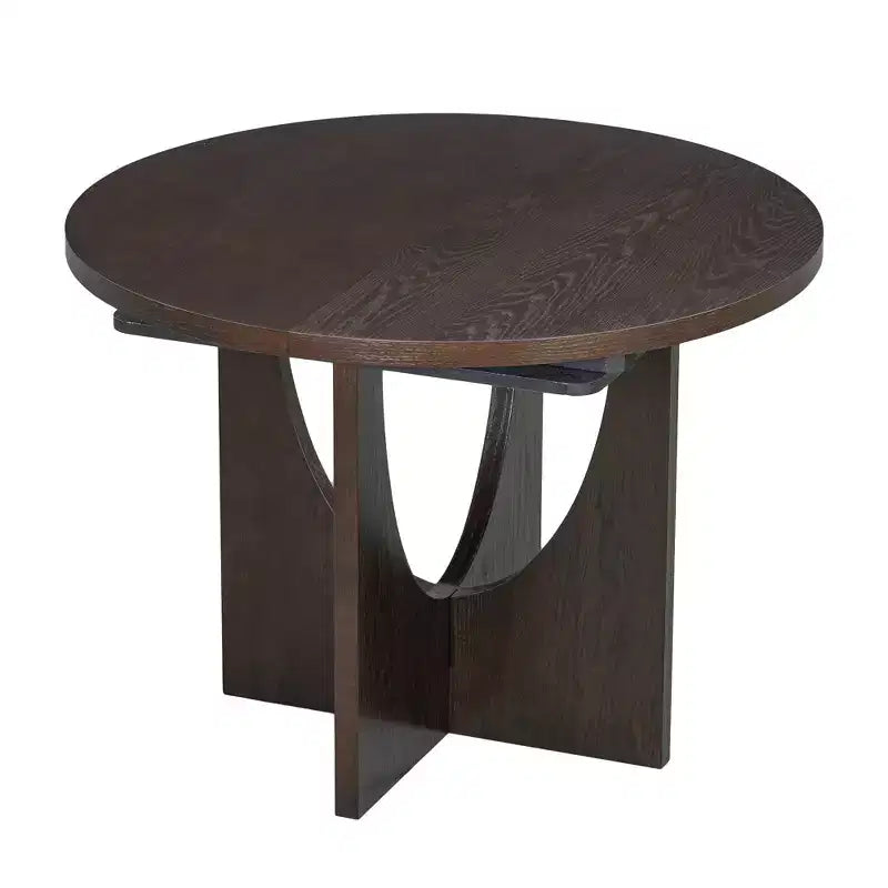 Ensemble de salle à manger rond extensible 5 pièces pour 4 personnes, table de salle à manger de cuisine moderne avec rallonge amovible et 4 chaises rembourrées pour salle à manger
