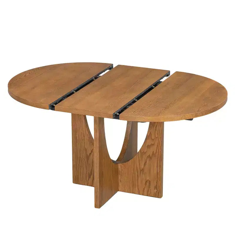 Ensemble de salle à manger rond extensible 5 pièces pour 4 personnes, table de salle à manger de cuisine moderne avec rallonge amovible et 4 chaises rembourrées pour salle à manger