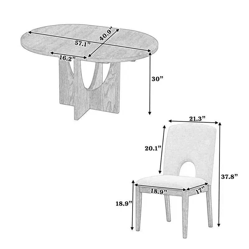 Ensemble de salle à manger rond extensible 5 pièces pour 4 personnes, table de salle à manger de cuisine moderne avec rallonge amovible et 4 chaises rembourrées pour salle à manger