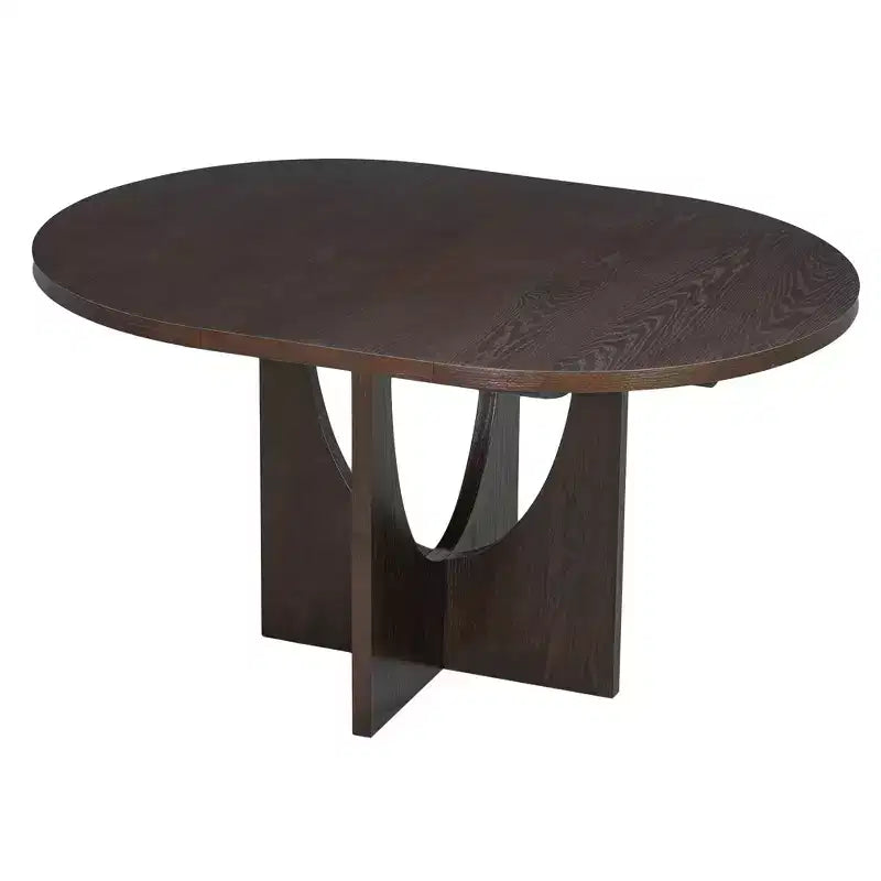 Ensemble de salle à manger rond extensible 5 pièces pour 4 personnes, table de salle à manger de cuisine moderne avec rallonge amovible et 4 chaises rembourrées pour salle à manger