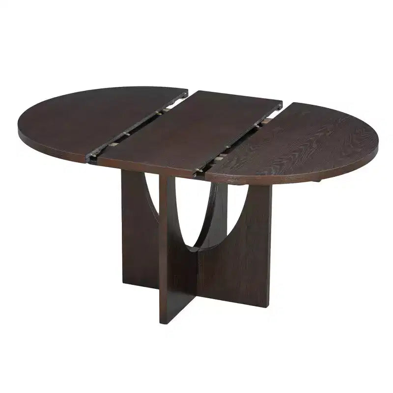 Ensemble de salle à manger rond extensible 5 pièces pour 4 personnes, table de salle à manger de cuisine moderne avec rallonge amovible et 4 chaises rembourrées pour salle à manger