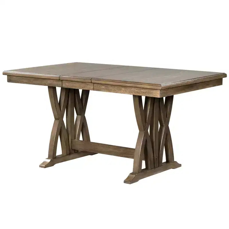 Ensemble de salle à manger extensible 7 pièces pour 6 personnes, ensemble de table de cuisine de style campagnard avec 6 chaises rembourrées pour salle à manger, gris