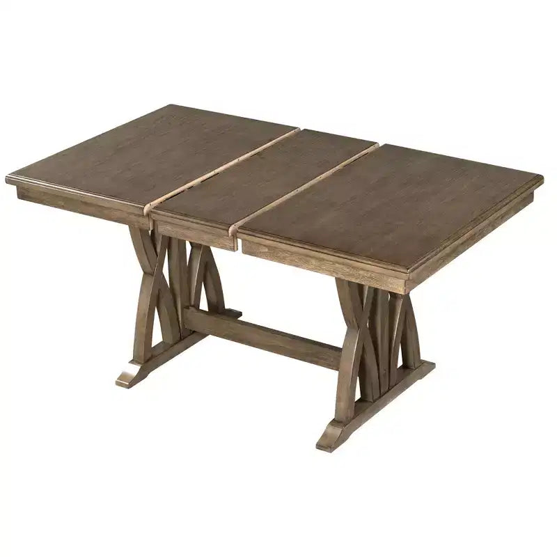 Ensemble de salle à manger extensible 7 pièces pour 6 personnes, ensemble de table de cuisine de style campagnard avec 6 chaises rembourrées pour salle à manger, gris