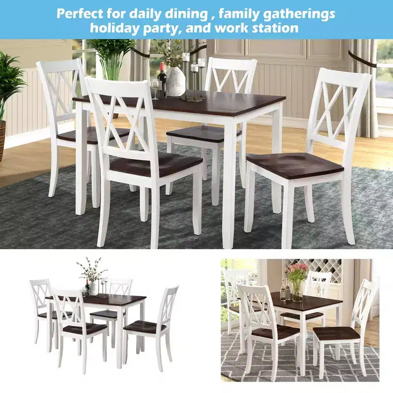 Ensemble de salle à manger 5 pièces pour 4 personnes, ensemble de table de cuisine rectangulaire en bois avec 4 chaises, ensemble de salle à manger de style ferme pour la cuisine