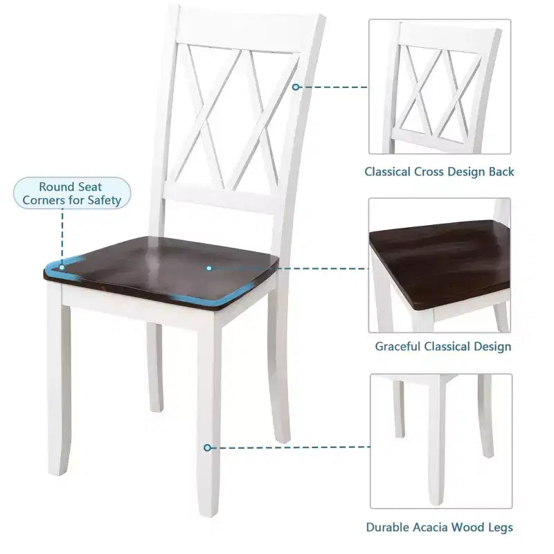 Ensemble de salle à manger 5 pièces pour 4 personnes, ensemble de table de cuisine rectangulaire en bois avec 4 chaises, ensemble de salle à manger de style ferme pour la cuisine