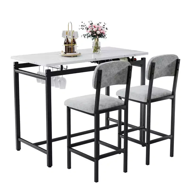 sumyeg Ensemble table à manger 3 pièces avec 2 chaises rembourrées pour cuisine ou petit appartement