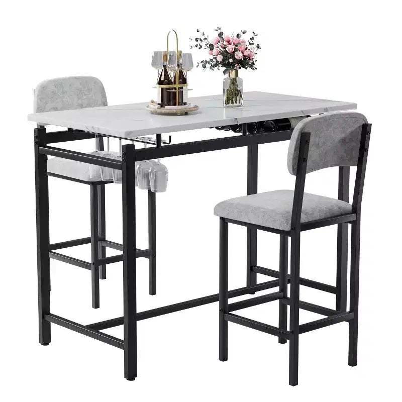 sumyeg Ensemble table à manger 3 pièces avec 2 chaises rembourrées pour cuisine ou petit appartement