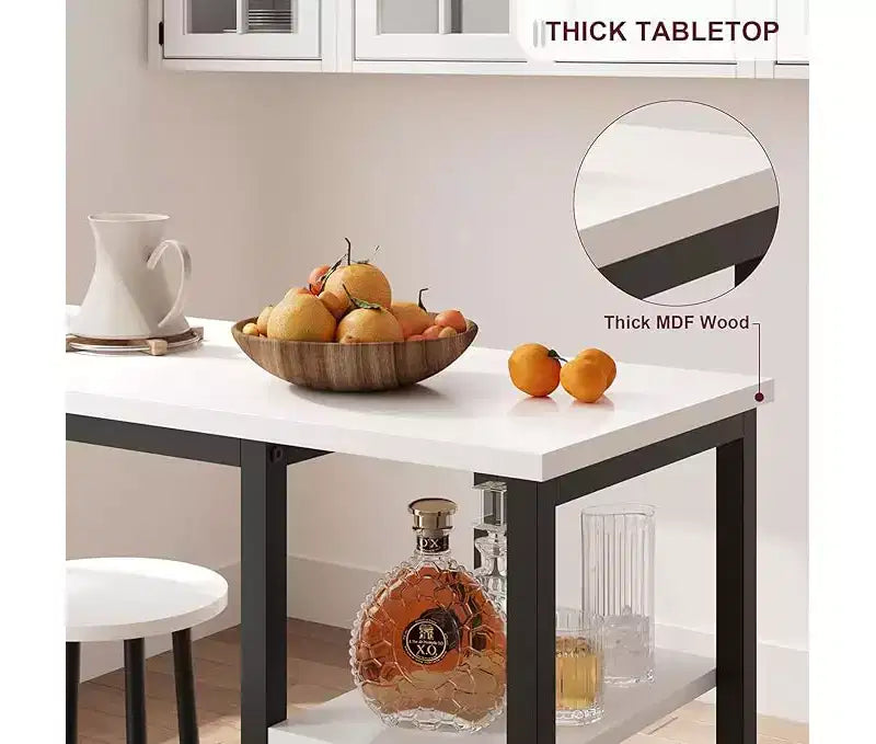 Ensemble de table à manger hauteur comptoir avec 3 étagères de rangement, 3 pièces, 120 cm (L) x 41 cm (l) x 102 cm (H), Cuisine, Salle à manger