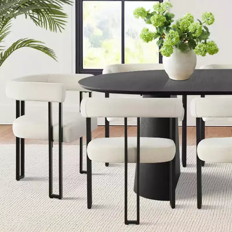 Ensemble de table à manger extensible 47-83 pour 8, table noire et 8 fauteuils en velours avec pieds en métal élégants, idéal pour les réceptions - Panipeachy