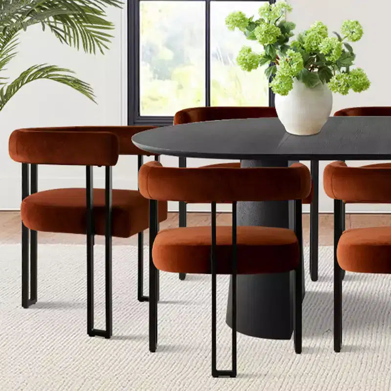 Ensemble de table à manger extensible 47-83 pour 8, table noire et 8 fauteuils en velours avec pieds en métal élégants, idéal pour les réceptions - Panipeachy