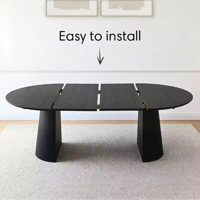 Ensemble de table à manger extensible 47-83 pour 8, table noire et 8 fauteuils en velours avec pieds en métal élégants, idéal pour les réceptions - Panipeachy