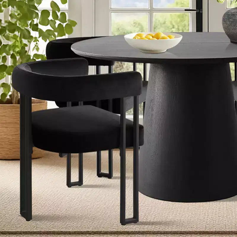 Ensemble table à manger extensible 47-83 pour 4 personnes, table noire et 4 chaises de salle à manger rembourrées en velours avec pieds en métal, style moderne - Panipeachy