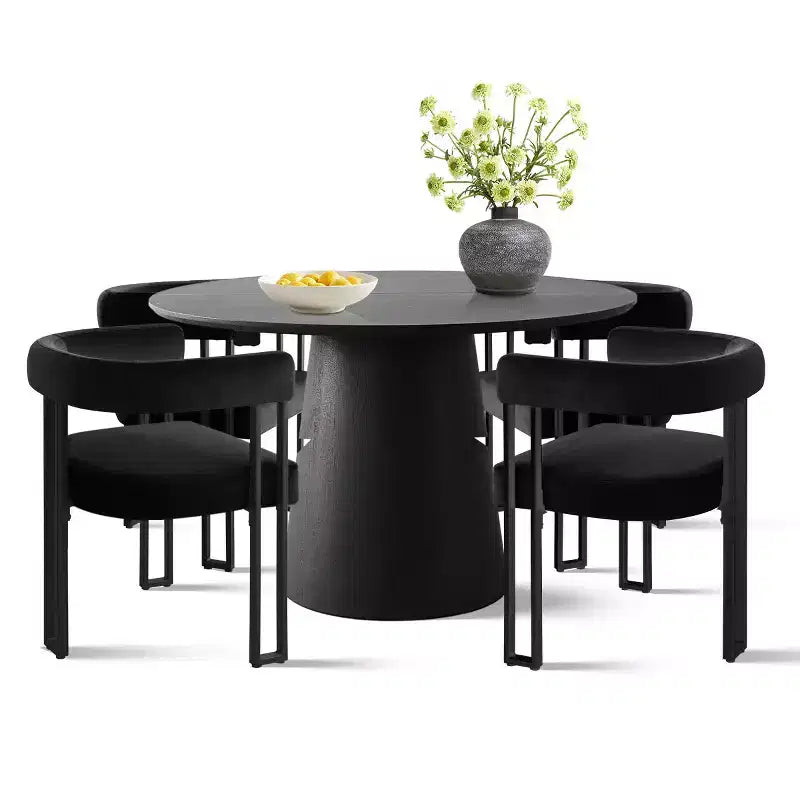 Ensemble table à manger extensible 47-83 pour 4 personnes, table noire et 4 chaises de salle à manger rembourrées en velours avec pieds en métal, style moderne - Panipeachy