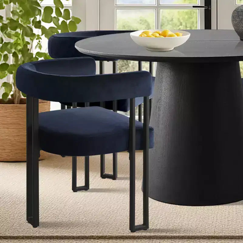 Ensemble table à manger extensible 47-83 pour 4 personnes, table noire et 4 chaises de salle à manger rembourrées en velours avec pieds en métal, style moderne - Panipeachy