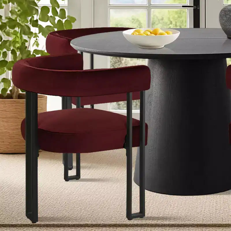 Ensemble table à manger extensible 47-83 pour 4 personnes, table noire et 4 chaises de salle à manger rembourrées en velours avec pieds en métal, style moderne - Panipeachy