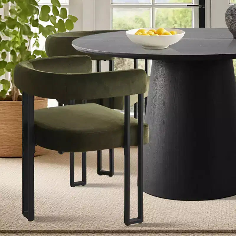Ensemble table à manger extensible 47-83 pour 4 personnes, table noire et 4 chaises de salle à manger rembourrées en velours avec pieds en métal, style moderne - Panipeachy