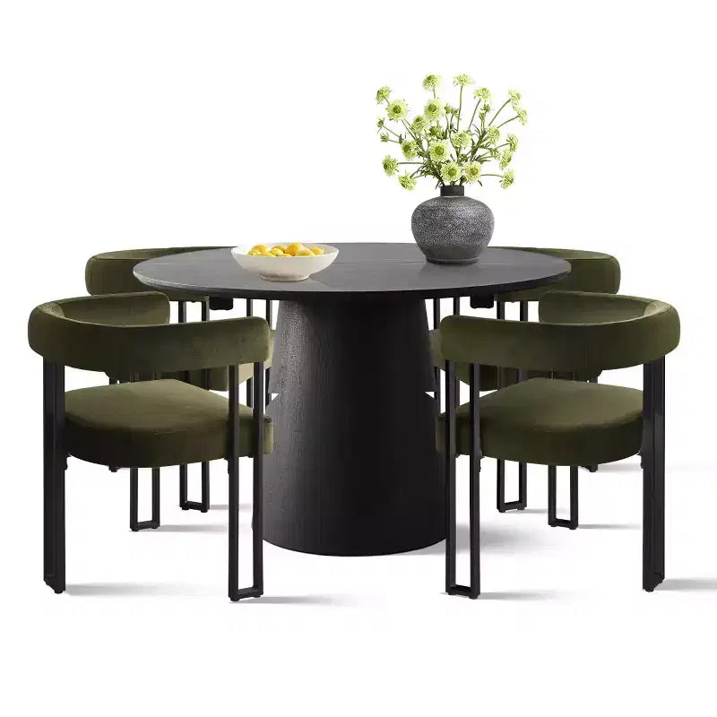 Ensemble table à manger extensible 47-83 pour 4 personnes, table noire et 4 chaises de salle à manger rembourrées en velours avec pieds en métal, style moderne - Panipeachy