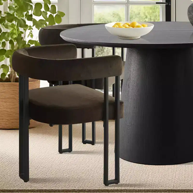 Ensemble table à manger extensible 47-83 pour 4 personnes, table noire et 4 chaises de salle à manger rembourrées en velours avec pieds en métal, style moderne - Panipeachy