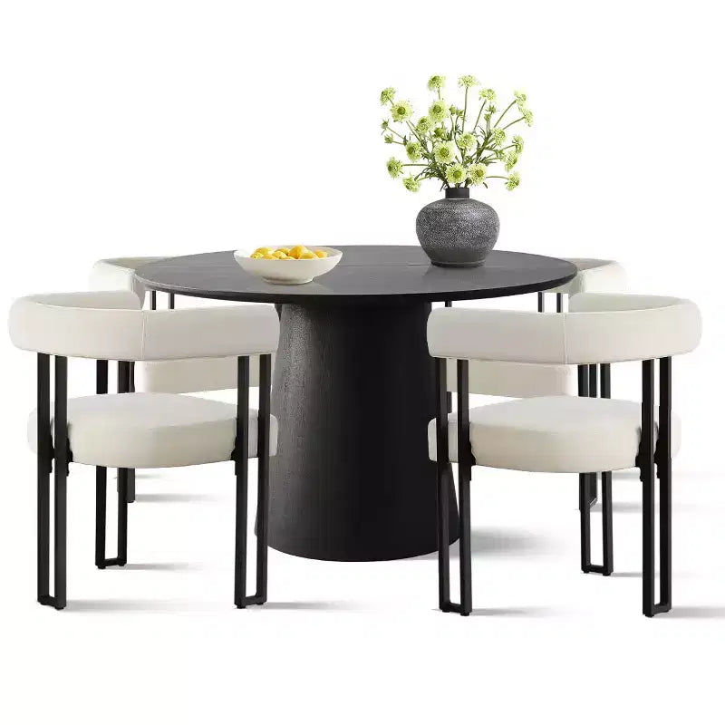 Ensemble table à manger extensible 47-83 pour 4 personnes, table noire et 4 chaises de salle à manger rembourrées en velours avec pieds en métal, style moderne - Panipeachy