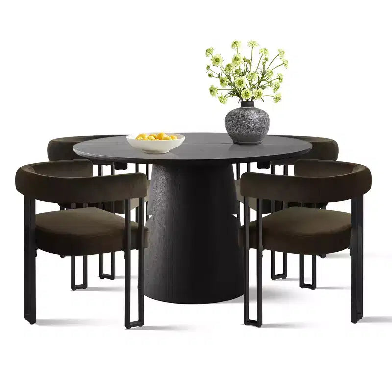 Ensemble table à manger extensible 47-83 pour 4 personnes, table noire et 4 chaises de salle à manger rembourrées en velours avec pieds en métal, style moderne - Panipeachy