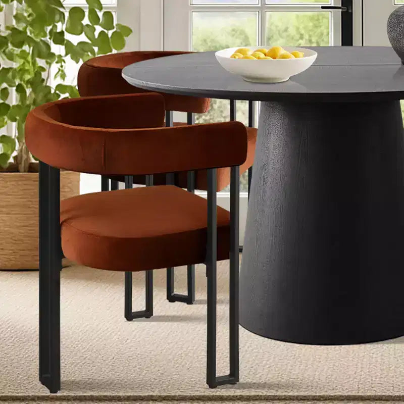 Ensemble table à manger extensible 47-83 pour 4 personnes, table noire et 4 chaises de salle à manger rembourrées en velours avec pieds en métal, style moderne - Panipeachy