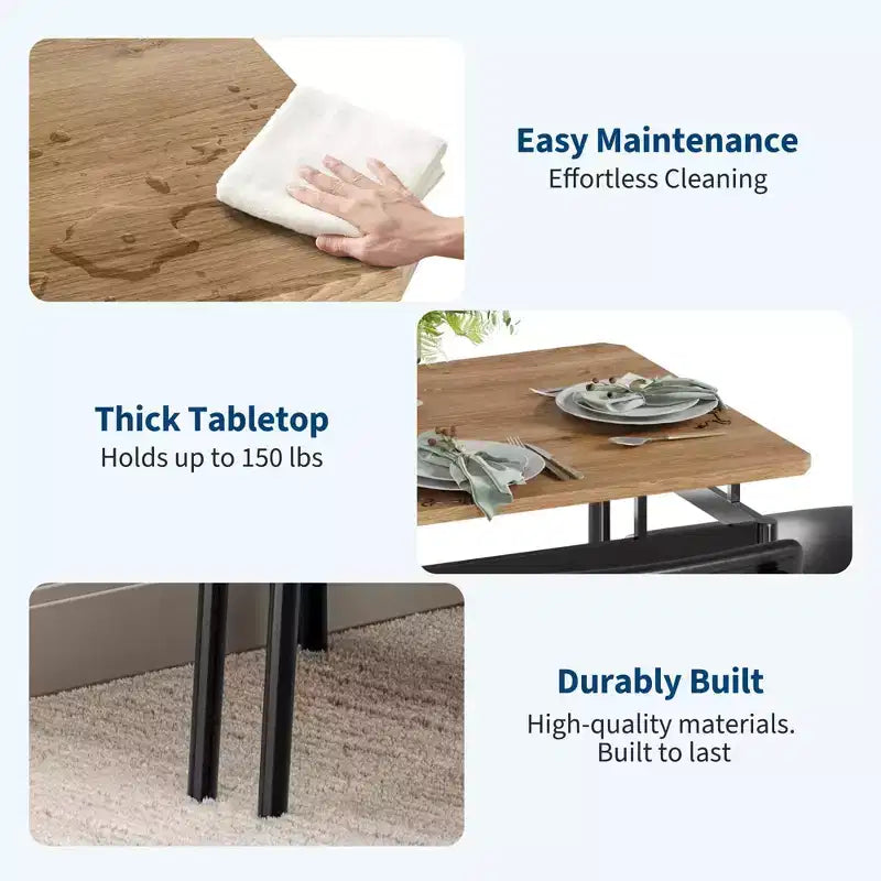Ensemble de table à manger 5 pièces, ensemble de table de cuisine en bois avec 4 chaises rembourrées en PU, ensemble de dînette à cadre métallique industriel pour salle à manger, dîner à la maison, fête