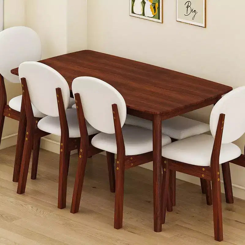Ensemble de salle à manger Karl Home 47'' pour 6 personnes, table de cuisine en bois massif avec banc et 4 chaises avec dossier rembourré