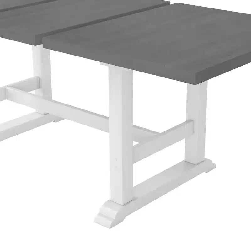 Ensemble de salle à manger rustique extensible 6 pièces Whisen, comprenant une table de salle à manger à tréteaux de 195,3 cm et 4 chaises de salle à manger rembourrées, 1 banc.
