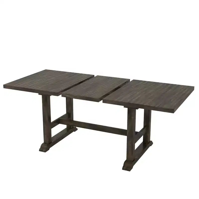 Ensemble de salle à manger rustique extensible 6 pièces Whisen, comprenant une table de salle à manger à tréteaux de 195,3 cm et 4 chaises de salle à manger rembourrées, 1 banc.