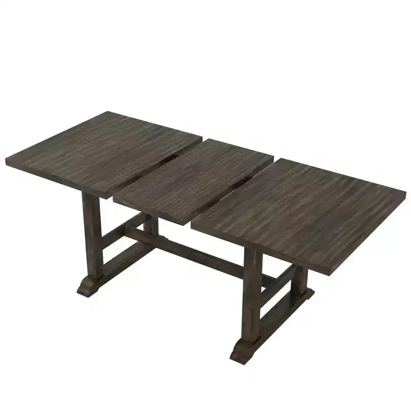 Ensemble de salle à manger rustique extensible 6 pièces Whisen, comprenant une table de salle à manger à tréteaux de 195,3 cm et 4 chaises de salle à manger rembourrées, 1 banc.