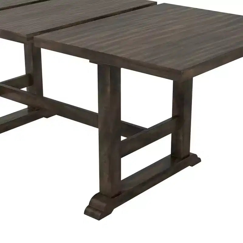 Ensemble de salle à manger rustique extensible 6 pièces Whisen, comprenant une table de salle à manger à tréteaux de 195,3 cm et 4 chaises de salle à manger rembourrées, 1 banc.
