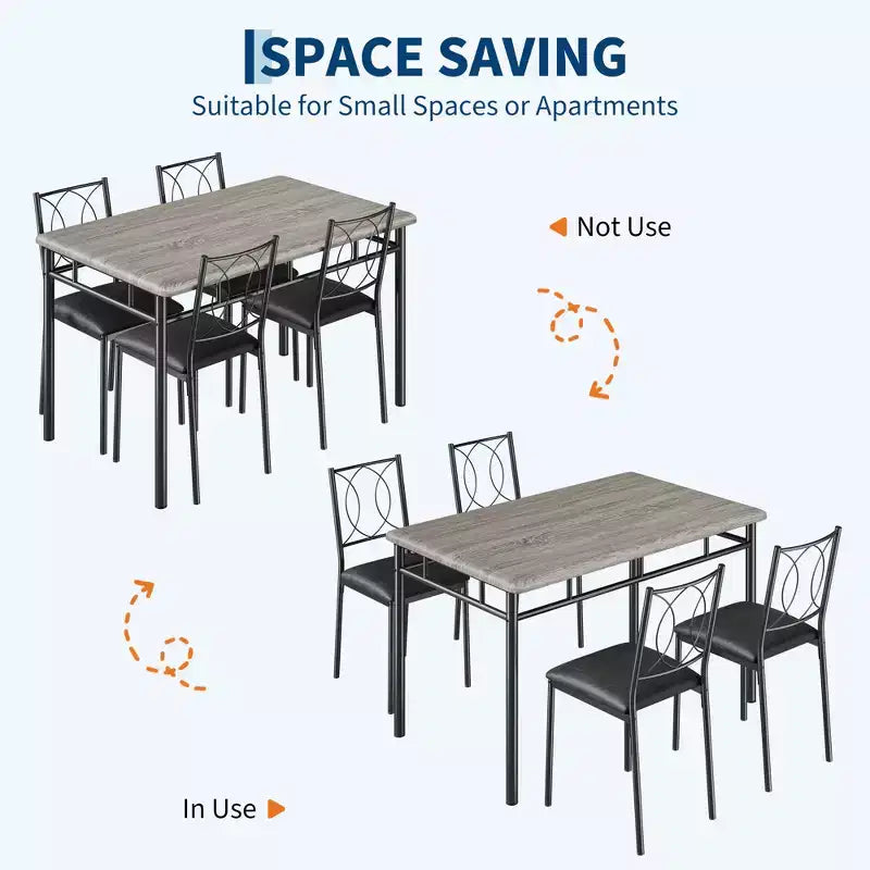 Ensemble de salle à manger de ferme pour 4 - Table de salle à manger avec chaises rembourrées, ensemble de table de cuisine en bois