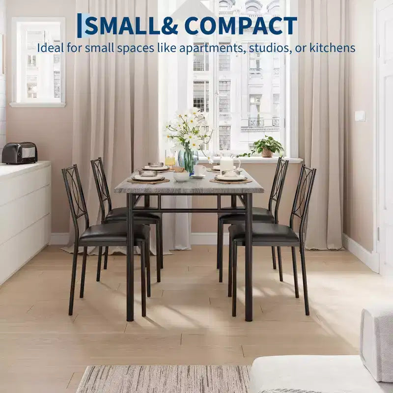 Ensemble de salle à manger de ferme pour 4 - Table de salle à manger avec chaises rembourrées, ensemble de table de cuisine en bois