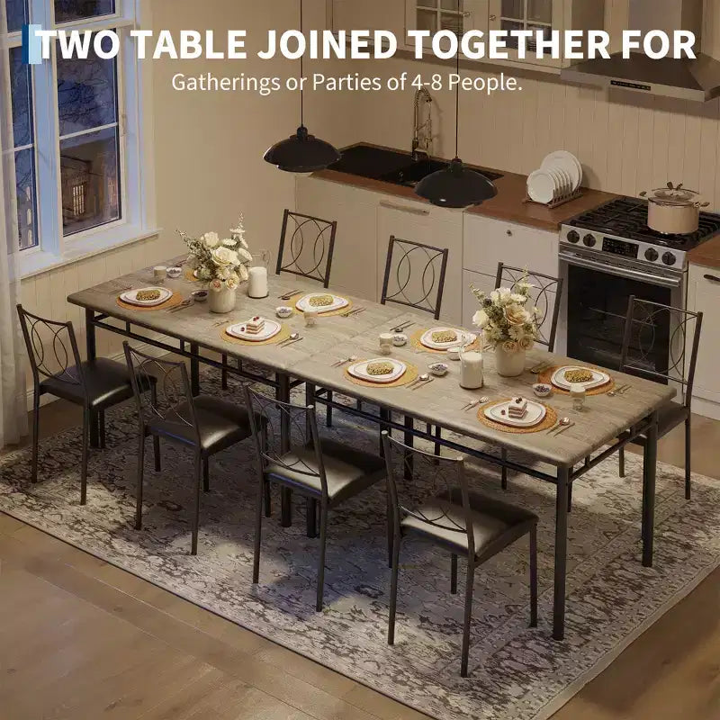 Ensemble de salle à manger de ferme pour 4 - Table de salle à manger avec chaises rembourrées, ensemble de table de cuisine en bois