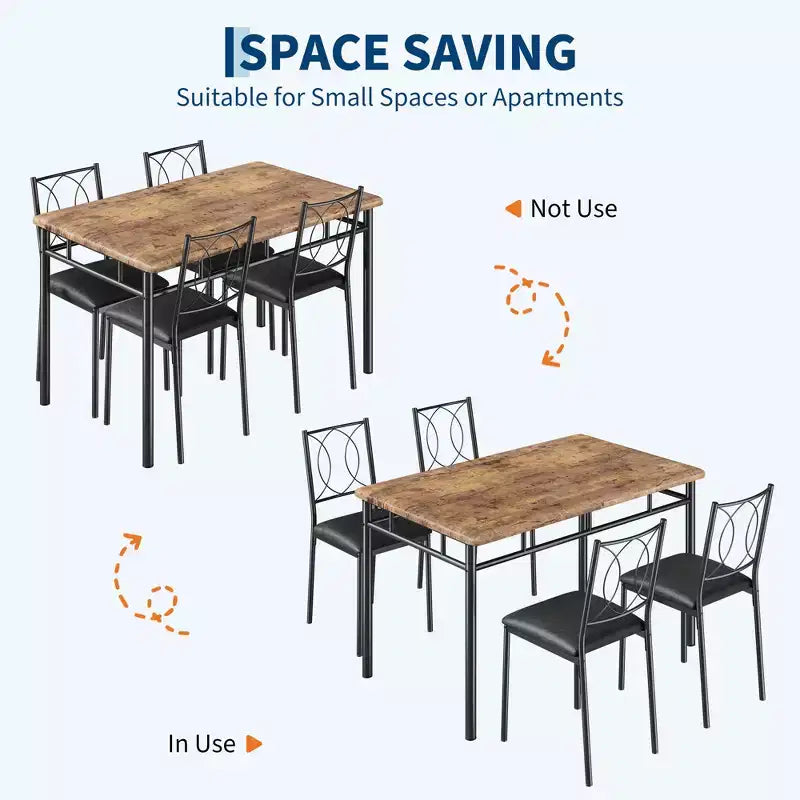 Ensemble de salle à manger de ferme pour 4 - Table de salle à manger avec chaises rembourrées, ensemble de table de cuisine en bois