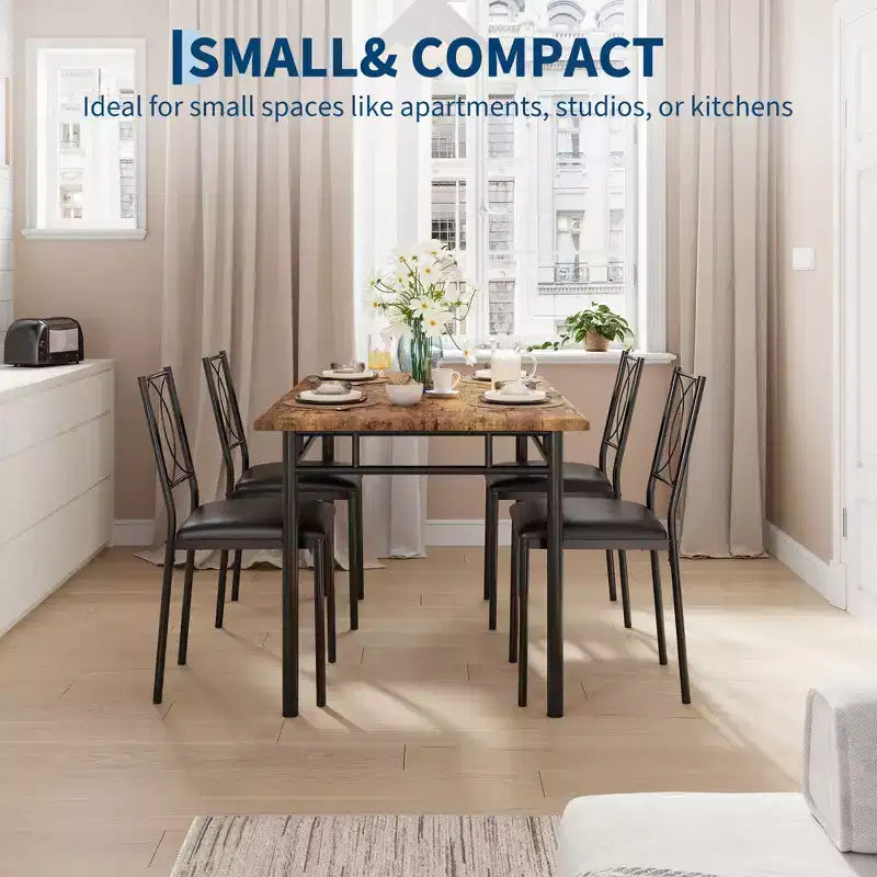 Ensemble de salle à manger de ferme pour 4 - Table de salle à manger avec chaises rembourrées, ensemble de table de cuisine en bois