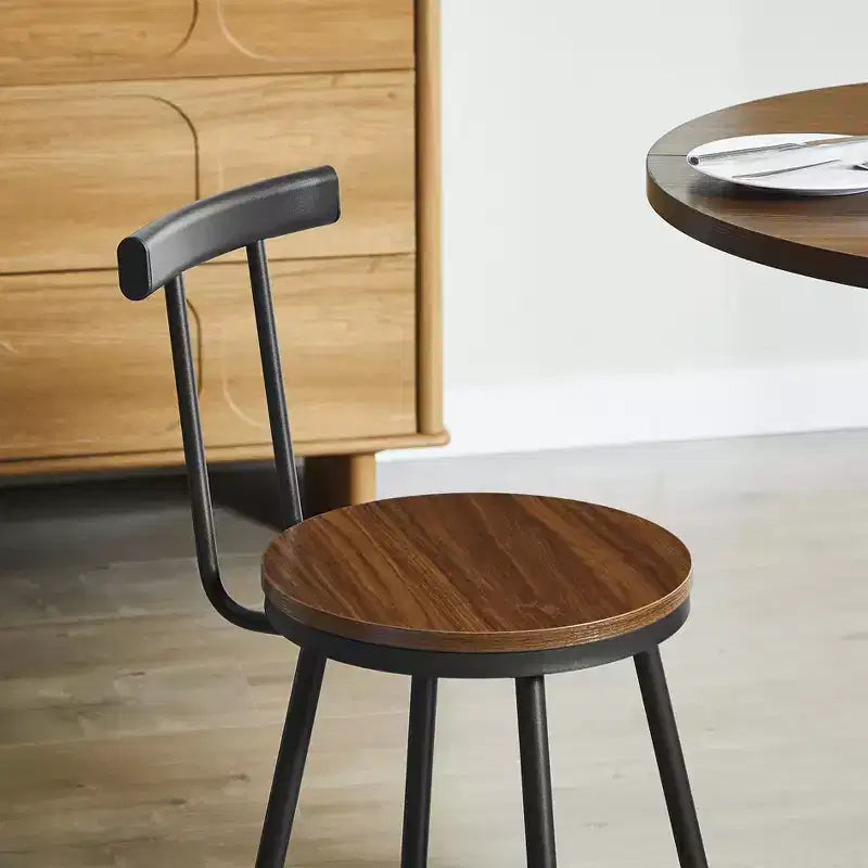 GDFStudio Yuna Ensemble moderne de 3 pièces table de bar ronde et tabourets en bois avec repose-pieds en métal