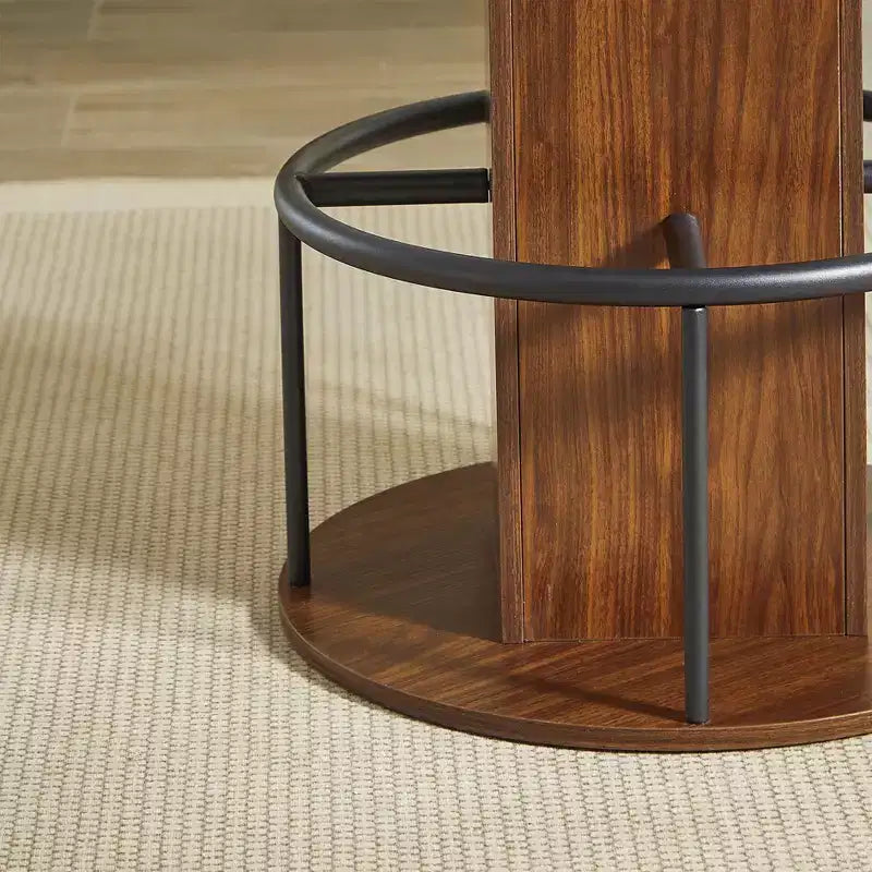 GDFStudio Yuna Ensemble moderne de 3 pièces table de bar ronde et tabourets en bois avec repose-pieds en métal