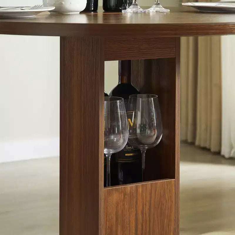 GDFStudio Yuna Ensemble moderne de 3 pièces table de bar ronde et tabourets en bois avec repose-pieds en métal