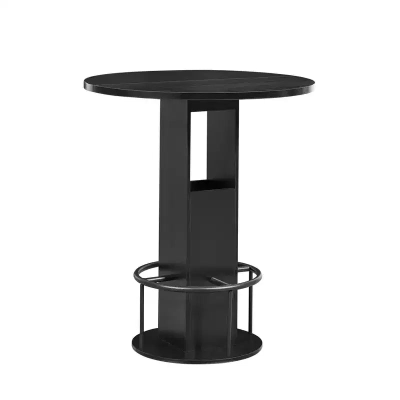 GDFStudio Yuna Ensemble moderne de 3 pièces table de bar ronde et tabourets en bois avec repose-pieds en métal