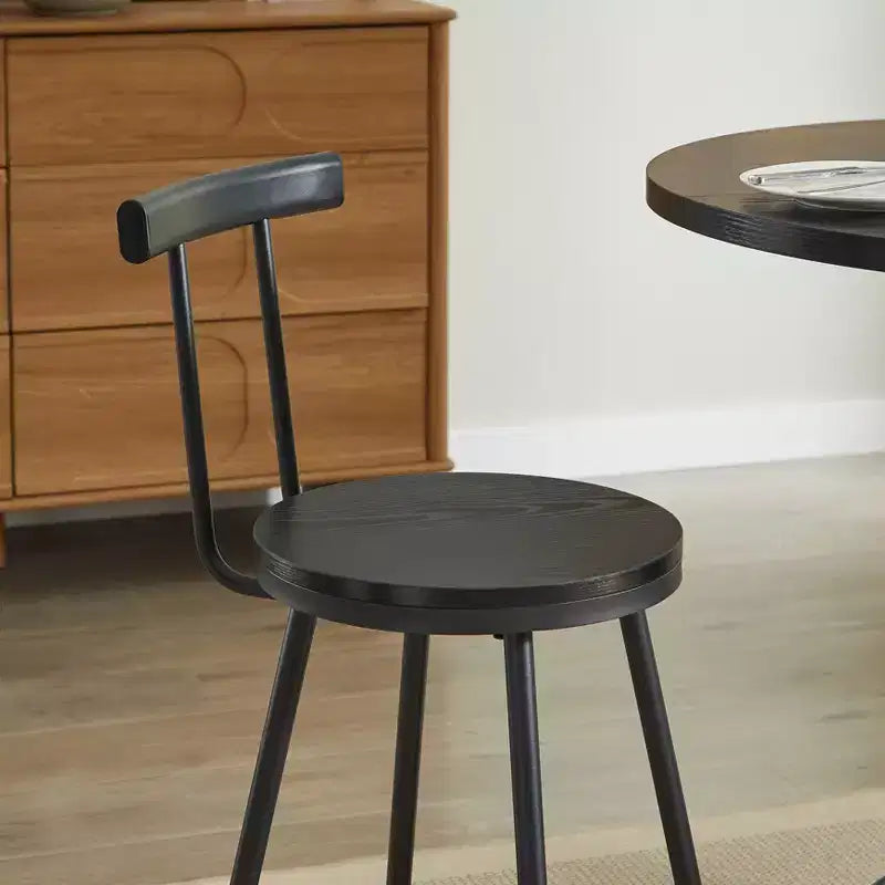 GDFStudio Yuna Ensemble moderne de 3 pièces table de bar ronde et tabourets en bois avec repose-pieds en métal