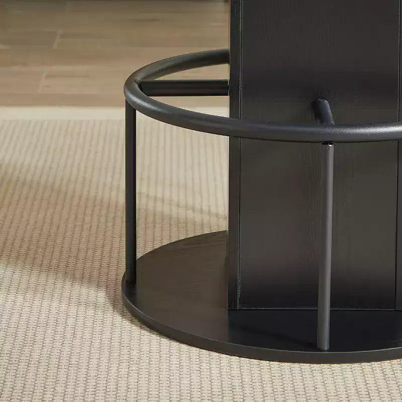 GDFStudio Yuna Ensemble moderne de 3 pièces table de bar ronde et tabourets en bois avec repose-pieds en métal