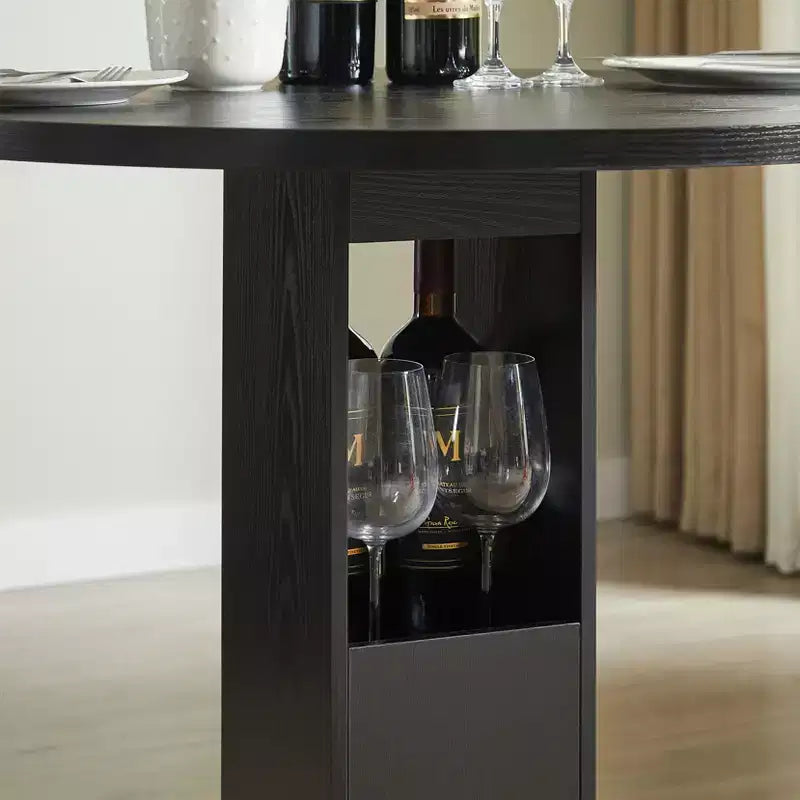 GDFStudio Yuna Ensemble moderne de 3 pièces table de bar ronde et tabourets en bois avec repose-pieds en métal